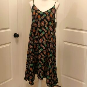 New CYNTHIA ROWLEY Pineapple Tiki Slip V-neck Dress Small Y2K